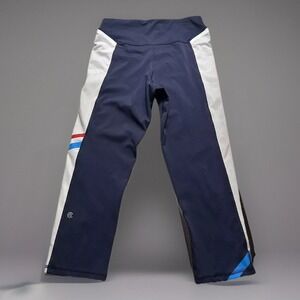 Champion High Rise 20"‎ Training Leggings Blue white Size M Yoga Capri